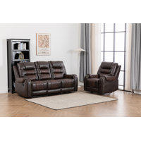 Ilyia Two Tone Vegan Leather Two-PC Livingroom Reclining Set by Latitude Run