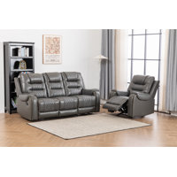Ilyia Two Tone Vegan Leather Two-PC Livingroom Reclining Set by Latitude Run