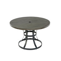Steel Patio Table With Poly Wood Top And Umbrella Hole by Red Barrel Studio