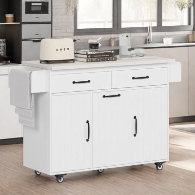 Alaijah Rolling Kitchen Cart with Manufactured Wood Top by Red Barrel Studio