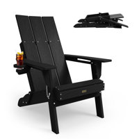 HDPE Folding Plastic Outdoor Adirondack Chairs With Cup Holder by Dovecove