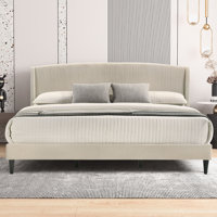 Jolande Contemporary Upholstered Bed with Curved Headboard by Ebern Designs
