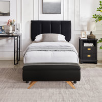 2 Pieces Bedroom Set Bed Frame With Ottoman Storage, Upholstered Platform Bed Frame And Ottoman Set by Mercer41