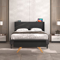 2 Pieces Bedroom Set Bed Frame With Ottoman Storage, Upholstered Platform Bed Frame And Ottoman Set by Hokku Designs