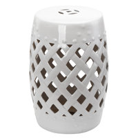 Brandessa End Table, Ceramic Garden Stool with Woven Lattice Design, Side Table, Small Accent Table by Longshore Tides