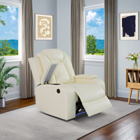 Samaria  37.5" Faux Leather Recliner Chair with Storage Arm