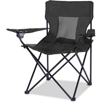 Camping Chair, Outdoor Portable Picnic Folding Fishing Chair With 2 Cup Holder For Fishing, Sports, Beach And Camping, Navy by Arlmont & Co.