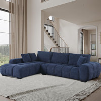Swapan Modern Chenille Couch Sofa Sectional with Deep Tufted Seat