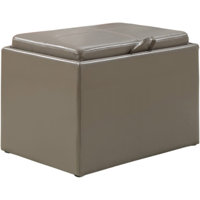 Saribel 22.75" Wide Faux Leather Rectangle Ottoman with Reversible Tray