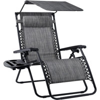 Folding Recliner w/Adjustable Canopy Shade, Headrest, Side Accessory Tray