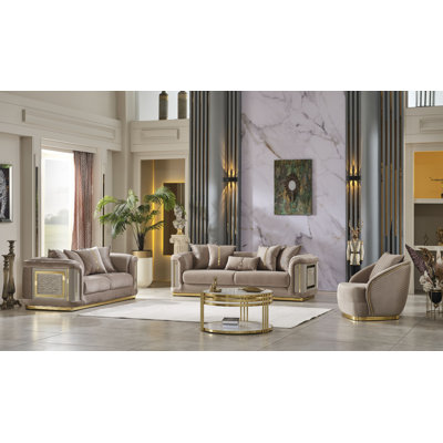 Eudes 3 - Piece Velvet Living Room Set by Everly Quinn