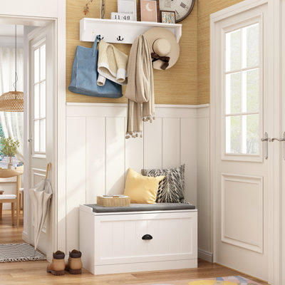 Hall Tree With Bench And Metal Hooks by Winston Porter