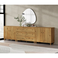 Cabriano 3-In-1 Wood Dresser Chest With 6 Drawers And 4 Doors For Bedroom Living Room, 118"W X 15.35"D X 32.4"H by Latitude Run