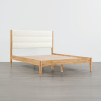 Nasia Solid Wood Boucle Upholstered Headboard Bed Frame by Ebern Designs