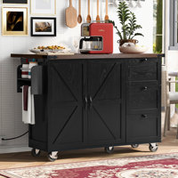 Babken Rolling Kitchen Island with Drop Leaf and Power Ports by Winston Porter