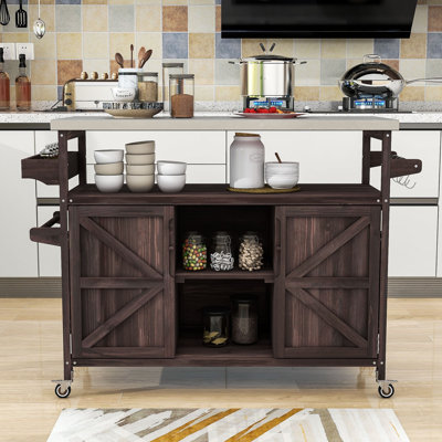 Cheyene Rolling Kitchen Island with Stainless Steel Top and Lockable Wheels by Gracie Oaks
