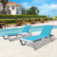 3 Piece Outdoor Chaise Lounge Set with Table