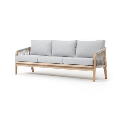 80 “W Outdoor Acacia Wood Woven Sofa With Cushions by Highland Dunes