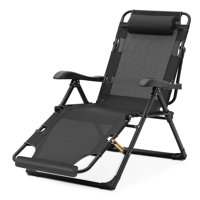 Petulah Outdoor Folding Lounge Chair Recliner, Extra Wide Reclining Chair with Adjustable Backrest by Arlmont & Co.