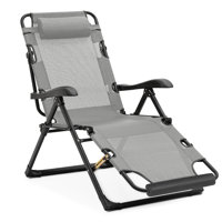 Petulah Outdoor Folding Lounge Chair Recliner, Extra Wide Reclining Chair with Adjustable Backrest by Arlmont & Co.
