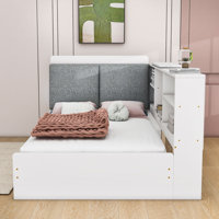 Aryabella Twin Size Wood Platform Bed with Storage Shelves and 2 Drawers by Lark Manor