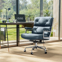 Jonathyn Genuine Leather Executive Office Chair with Aluminum Frame