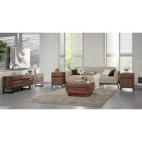 Aadam Living Room Table Sets Of 4, 70 Inch TV Stand, 1 Square Coffee Table With Tempered Glass Top, 2 End Table With Drawers For Living Room, Enterta by Latitude Run