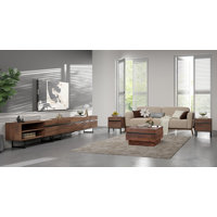 Rouse Living Room Table Sets Of 4, 113 Inch TV Stand, 1 Square Coffee Table With Tempered Glass Top, 2 End Table With Drawers For Living Room, Enterta by Latitude Run