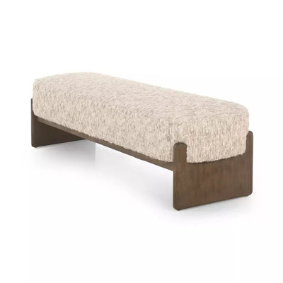 Solid wood lambswool bench by Hokku Designs