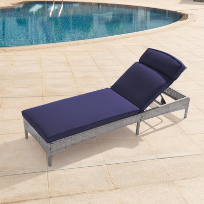 Outdoor Patio PE Wicker Chaise Lounge Reclining Chair Adjustable Backrest with Thick Cushion by Winston Porter