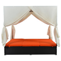 Patio Adjustable Seats Wicker Sunbed Daybed by Latitude Run