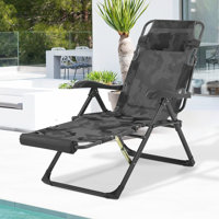 Rumaisa Folding Lounge Chair Recliner, Adjustable Reclining Chair Sleeping Bed with Foam Footrest