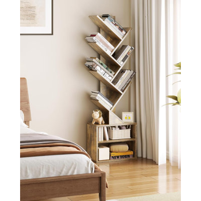6 Tier Tree Bookshelf, Small Bookcase with Storage Cabinet, Modern Narrow Bookshelves Organizer by Latitude Run