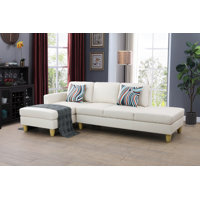 Kerriana Faux Leather 102" Wide Sectional Sofa & Chaise by Ebern Designs