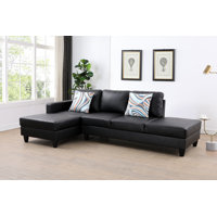 Kerriana Faux Leather 102" Wide Sectional Sofa & Chaise by Ebern Designs