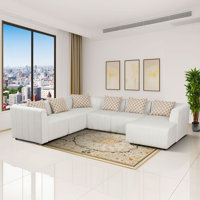 KOKO- White Microfiber Minimalism Living Room Lounge Sofa Sectionals