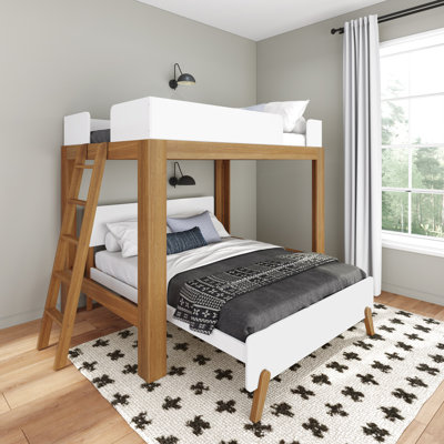 Ambur Full L-Shaped Bunk Bed, Pecan And White by Isabelle & Max