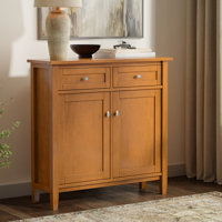 Warm Shaker 36"W Solid Wood Transitional Entryway Storage Cabinet with Drawers and Adjustable Shelves by Simpli Home