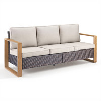 Allcot Patio Outdoor PE Wicker Sofa With Cushions by Latitude Run