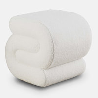 S-shape Teddy Fabric Ottoman Makeup Stool Footstool,