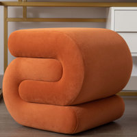 S-shape Teddy Fabric Ottoman Makeup Stool Footstool,