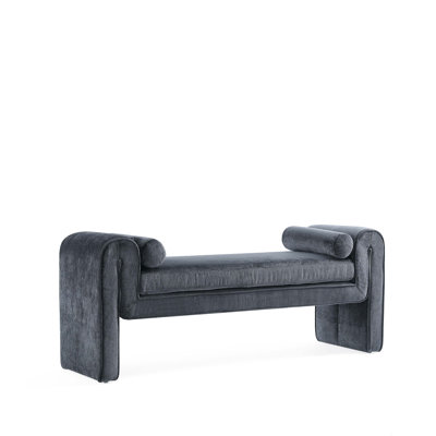 Condord 59" Modern Chenille Upholstered Solid Wood Accent Bench by Manhattan Comfort