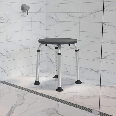 Hercules Series Aluminum Bath And Shower Chair With Adjustable Height, Anti-Slip Medical Chair, 300 Lb. Static Weight Capacity, Gray by Wrought Studio