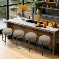 Carie 24" Sherpa Upholstered Counter Stool - Soft & Stylish Bar Stool, Multiple Colors, Modern Kitchen & Island Seating by Latitude Run
