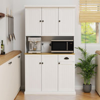 71" Buffet With Hutch, Kitchen Pantry Storage Cabinet w/Microwave Oven Countertop, Drawer, Cupboard by Lark Manor