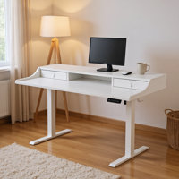 Jeneffer Electric Height Adjustable Standing Desk with Drawers – Corner Desk for Home Office, Ergonomic and Space-Saving by Inbox Zero