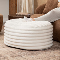 Mercer41 Paran Accent Pouf - Fluffy Faux Fur Ottoman For Modern Interior Design by Mercer41