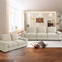 Modern Modular Chenille Sectional Sofa Set 5/6/7/8 Seater with Seat Storage and USB Charging Port、Side Pocket for Living Room and Apartment by Latitude Run