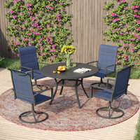 Outdoor Patio Dining Set with 4-person Round Dining Table and Padded Swivel Chairs by Red Barrel Studio