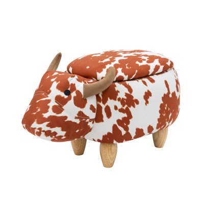 Zoomie Kids Cow Ottoman with Storage,Soft Animal-Shaped by Zoomie Kids